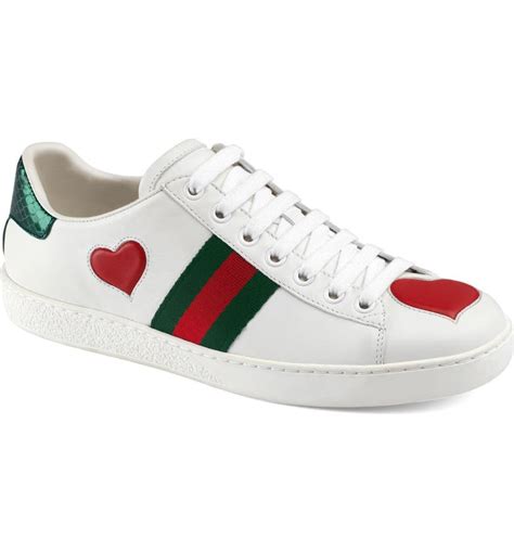 gucci sneakers heart women|Gucci ace metallic snakeskin sneakers.